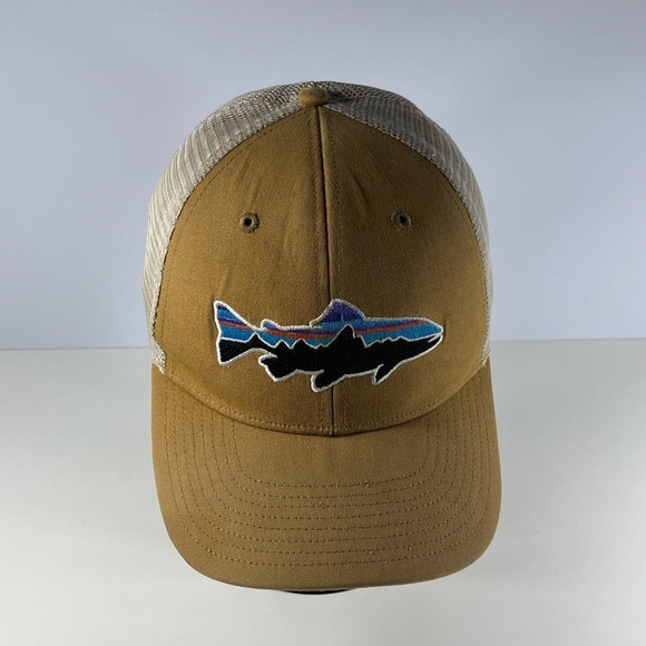 Patagonia Fitz Roy Trout Trucker‎ Hat Adjustable Snapback Mesh Preppy Bear Brown
